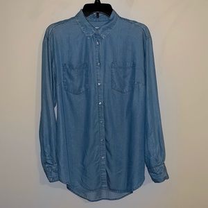A New Day Jean Long Sleeve Button Down - Size Large